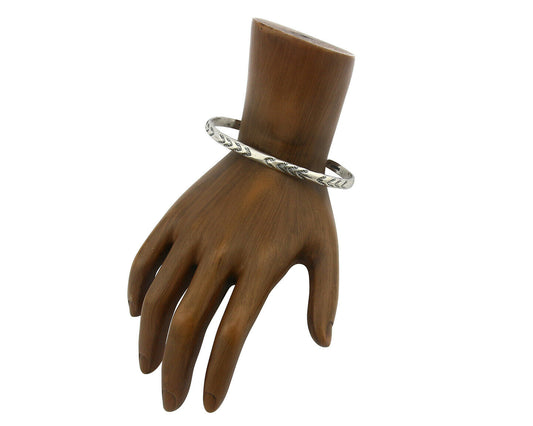 Navajo Bracelet .925 Silver Hand Stamped Arrow Head Artist I Montoya C.80's