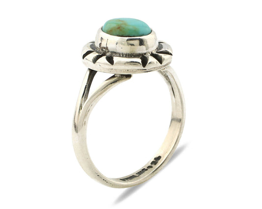 Navajo Ring .925 Silver Kingman Turquoise Artist Signed Gecko C.90's