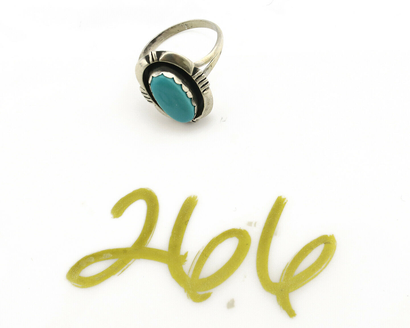 Navajo Ring .925 Silver Kingman Turquoise Handmade Native American Artist C.80's