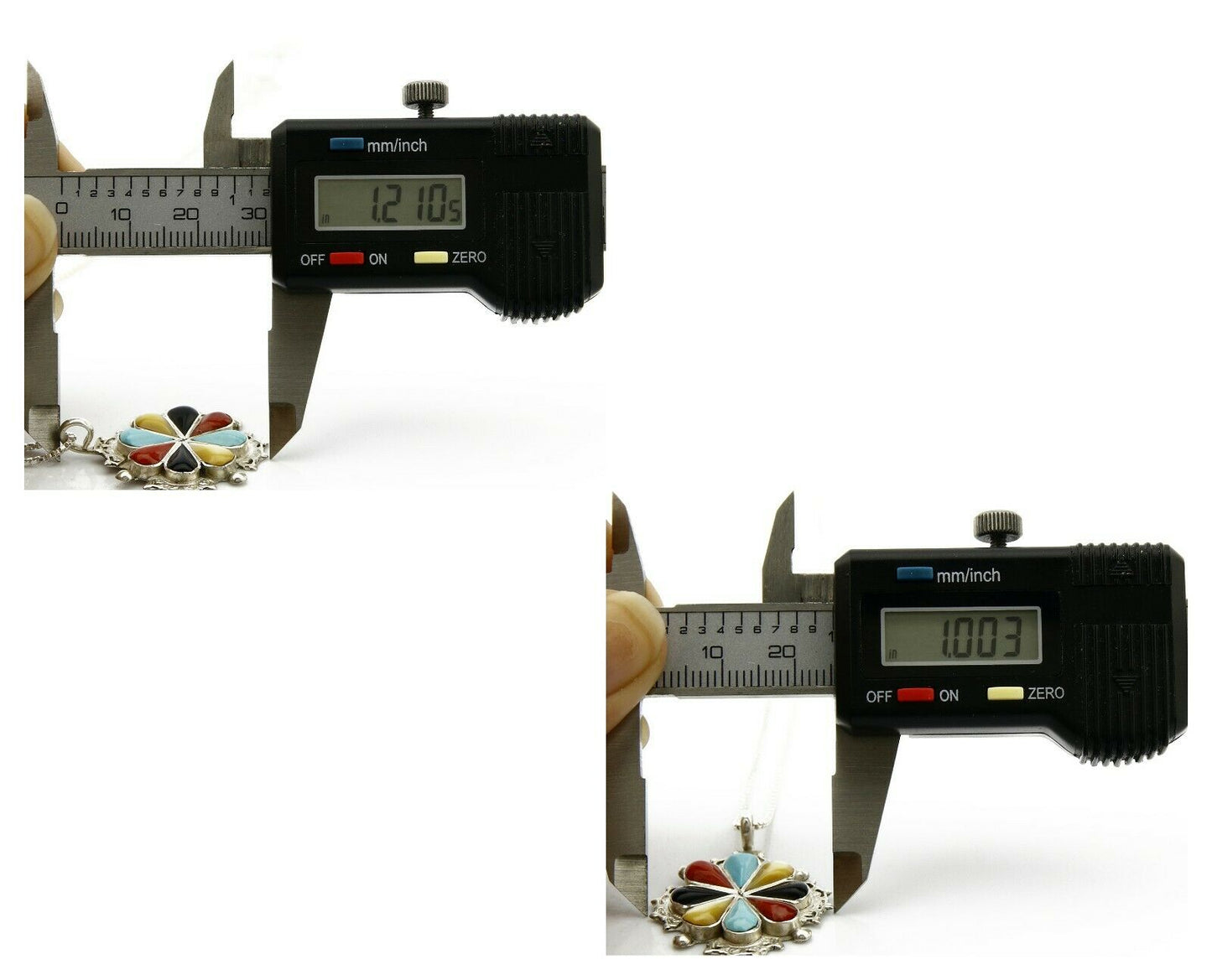 Women's Zuni Pendant .925 Silver Gemstone Signed AN Necklace