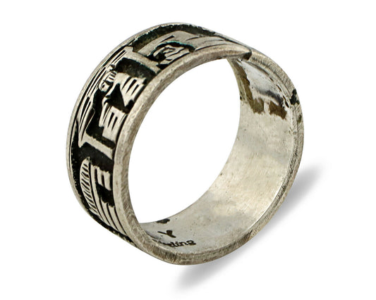 Navajo Pictograph Ring .925 Silver Signed Artist HY C.80's