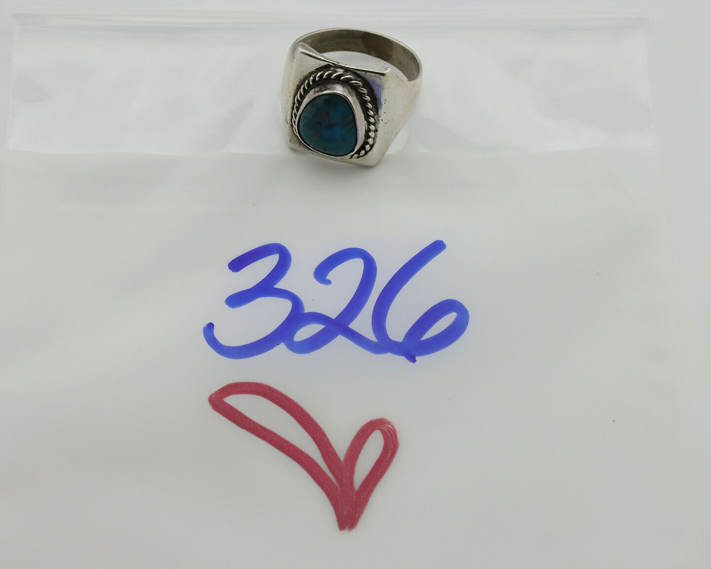 Navajo Ring .925 Silver Natural Turquoise Handmade Native American Artist C.80s