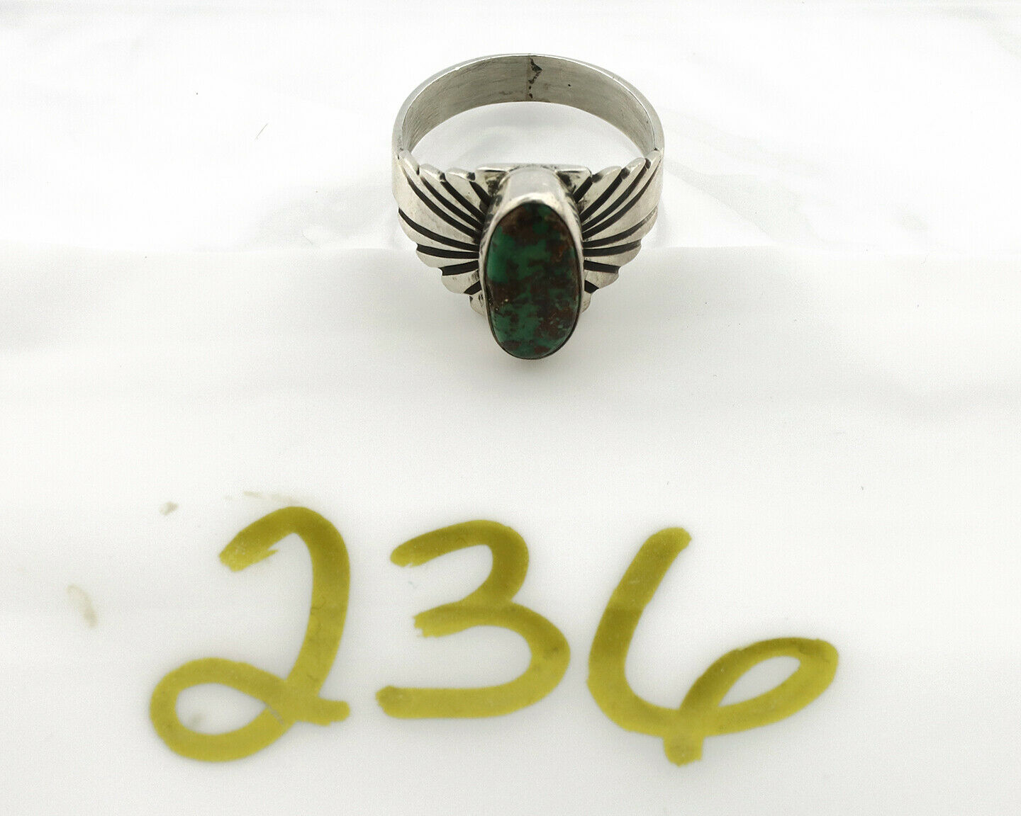 Navajo Ring .925 Silver Blue Green Arizona Turquoise Artist Signed Apache C.80's