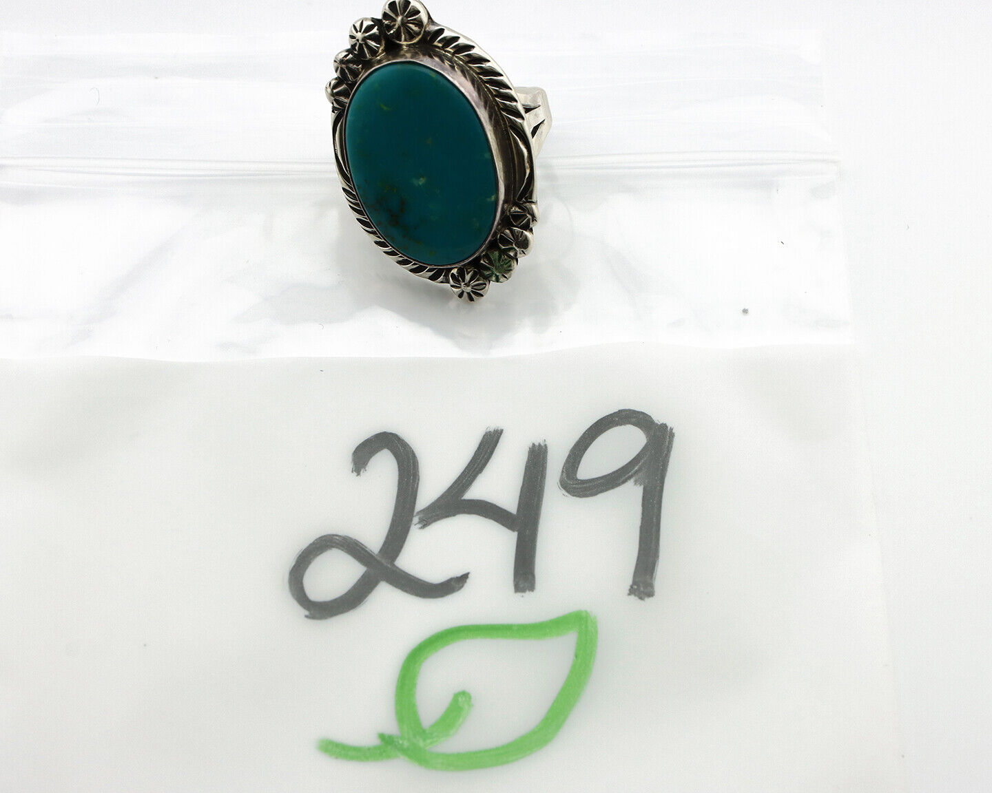 Navajo Ring 925 Silver Turquoise Mountain Artist Signed M Begay C.80's