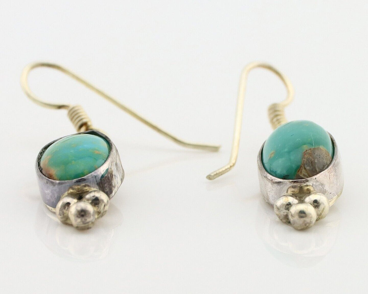 Navajo Earrings 925 Silver Blue Gem Turquoise Native American Artist C.80's