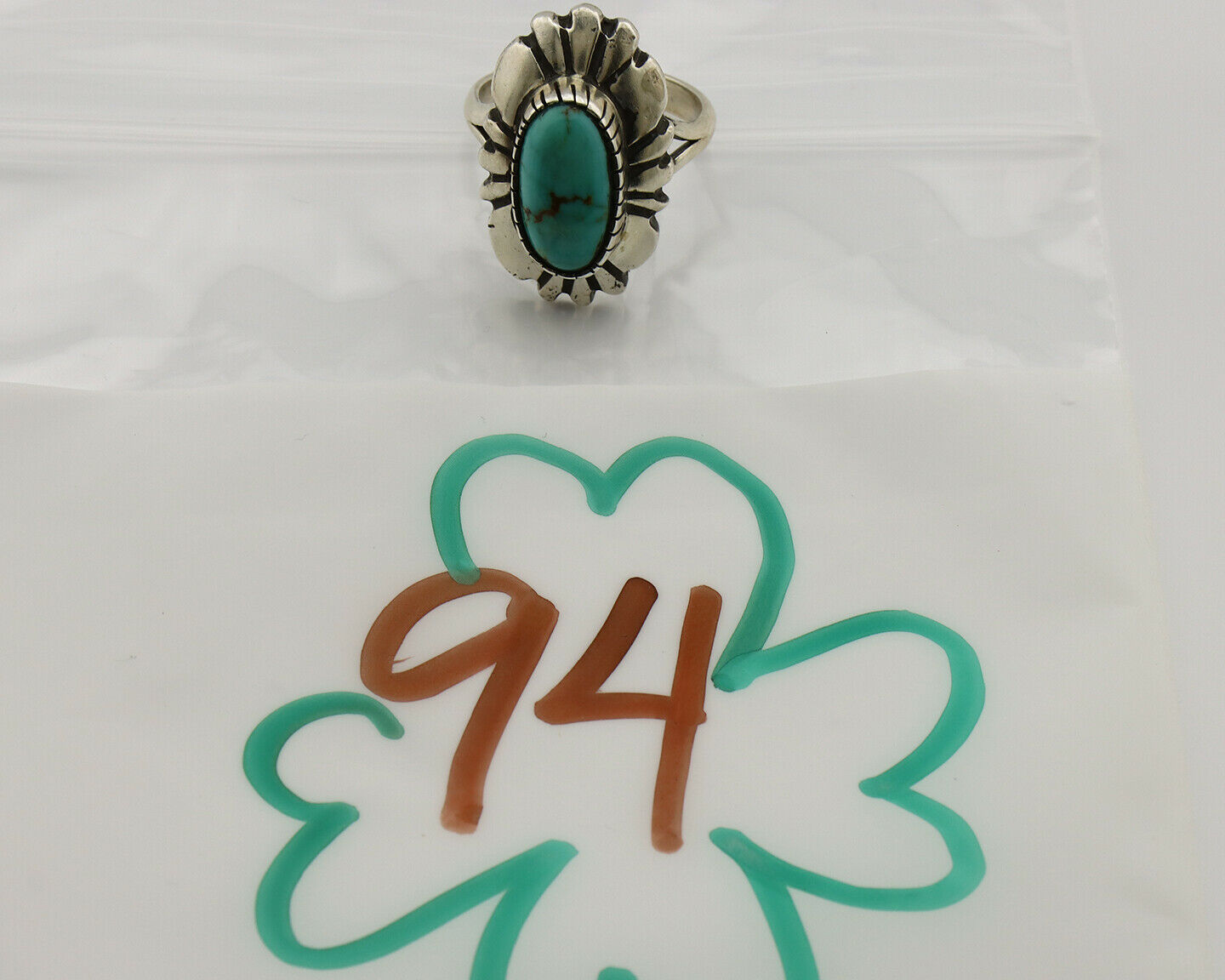 Navajo Ring .925 Silver Arizona Turquoise Signed M Montoya C.80's