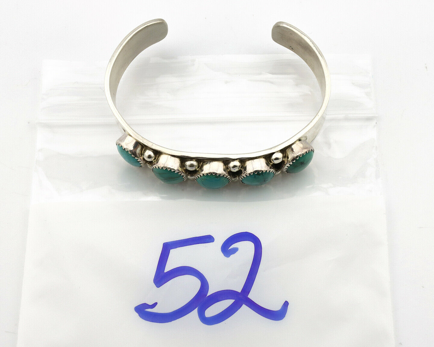 Navajo Bracelet .925 Silver Gem Grade Blue Green Turquoise C Jones Artist C.80's