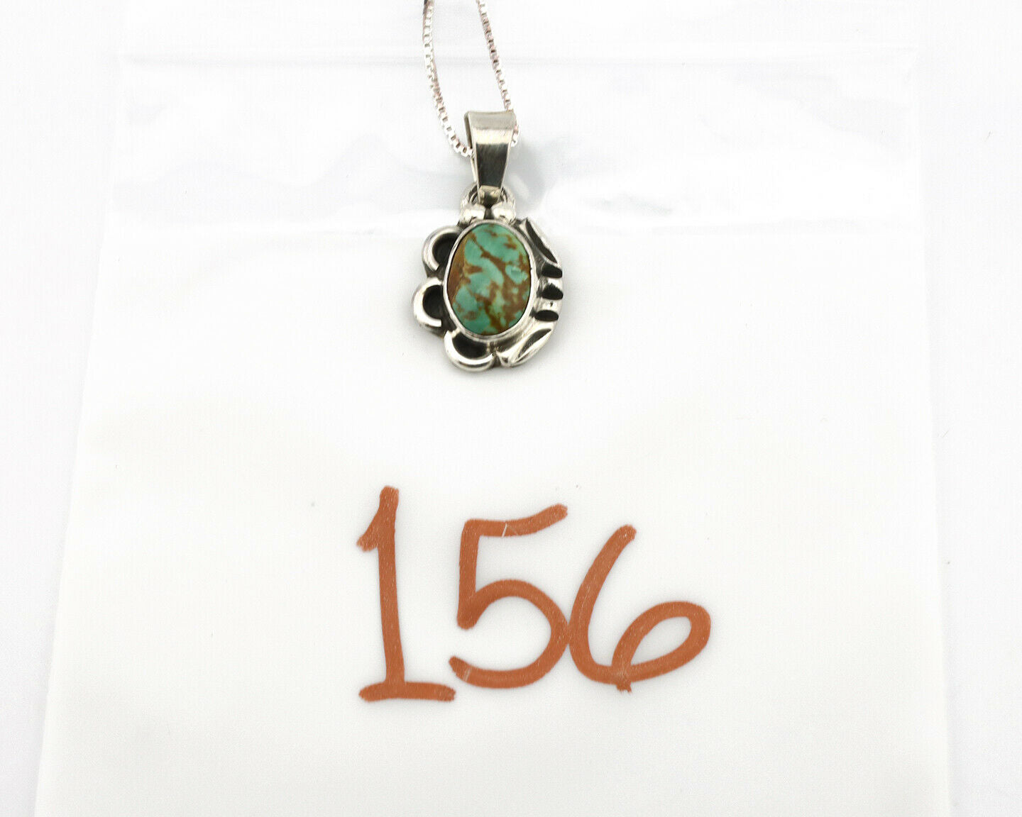 Navajo Kingman Turquoise Pendant .925 Silver Hand Stamped Signed Gecko C.80's