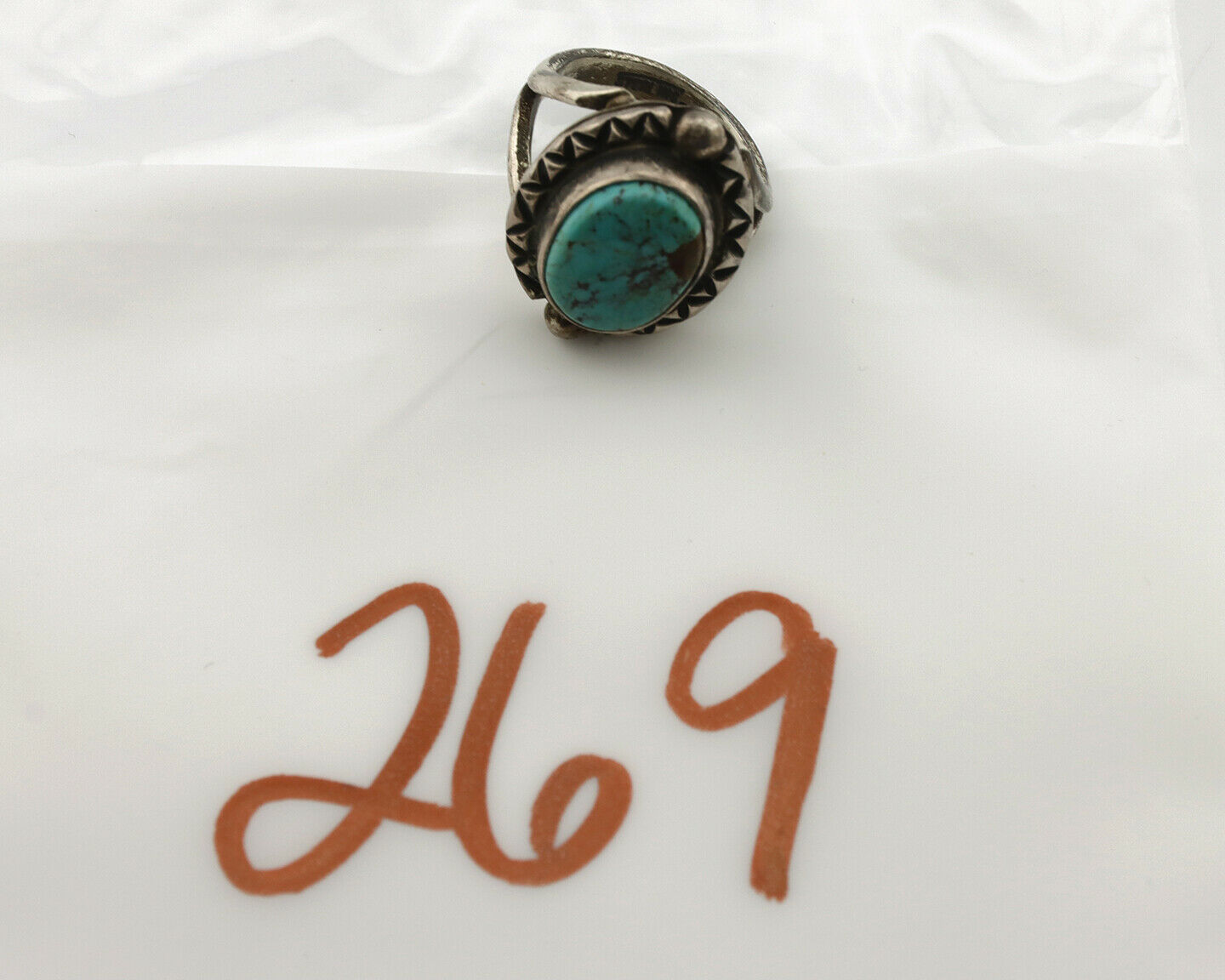 Navajo Ring .925 Silver Blue Turquoise Artist Signed Gecko C.1980's