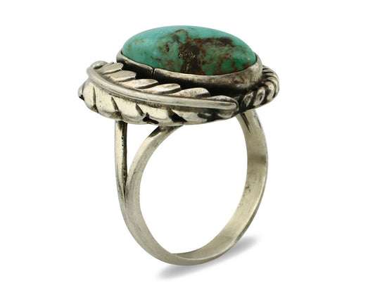 Navajo Ring .925 Silver Turquoise Mountain Signed Artist Apache C.80's
