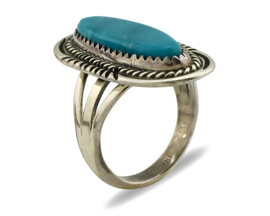 Navajo Ring 925 Silver Turquoise Mountain Artist Signed M Begay C.80's