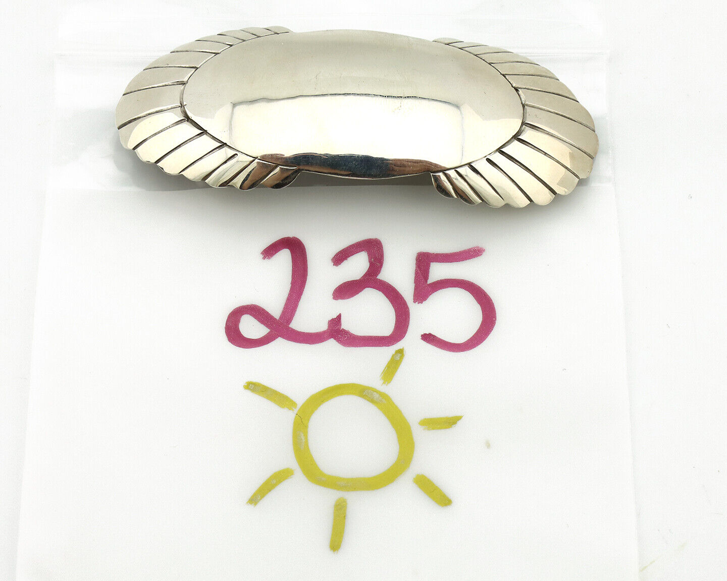 Navajo Hair Clip Barrette .925 Silver Hand Stamped Artist Signed C Montoya C80s