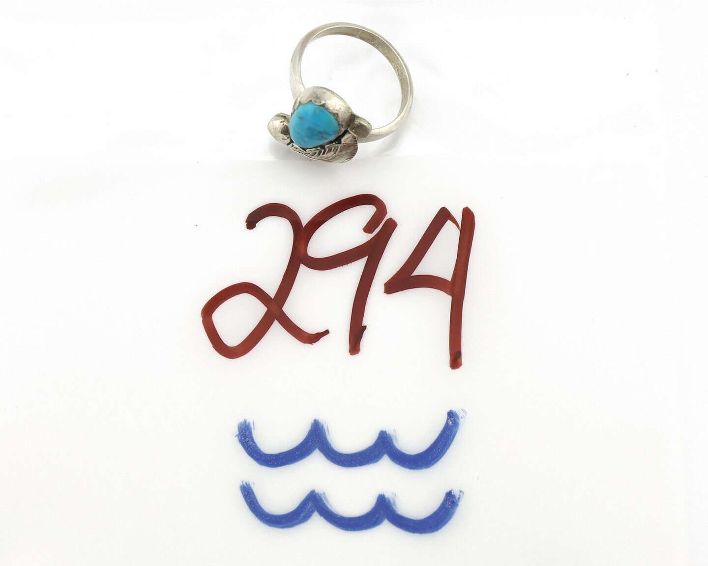 Zuni Ring 925 Silver Natural Mined Blue Turquoise Artist Signed Simplicio C.80's