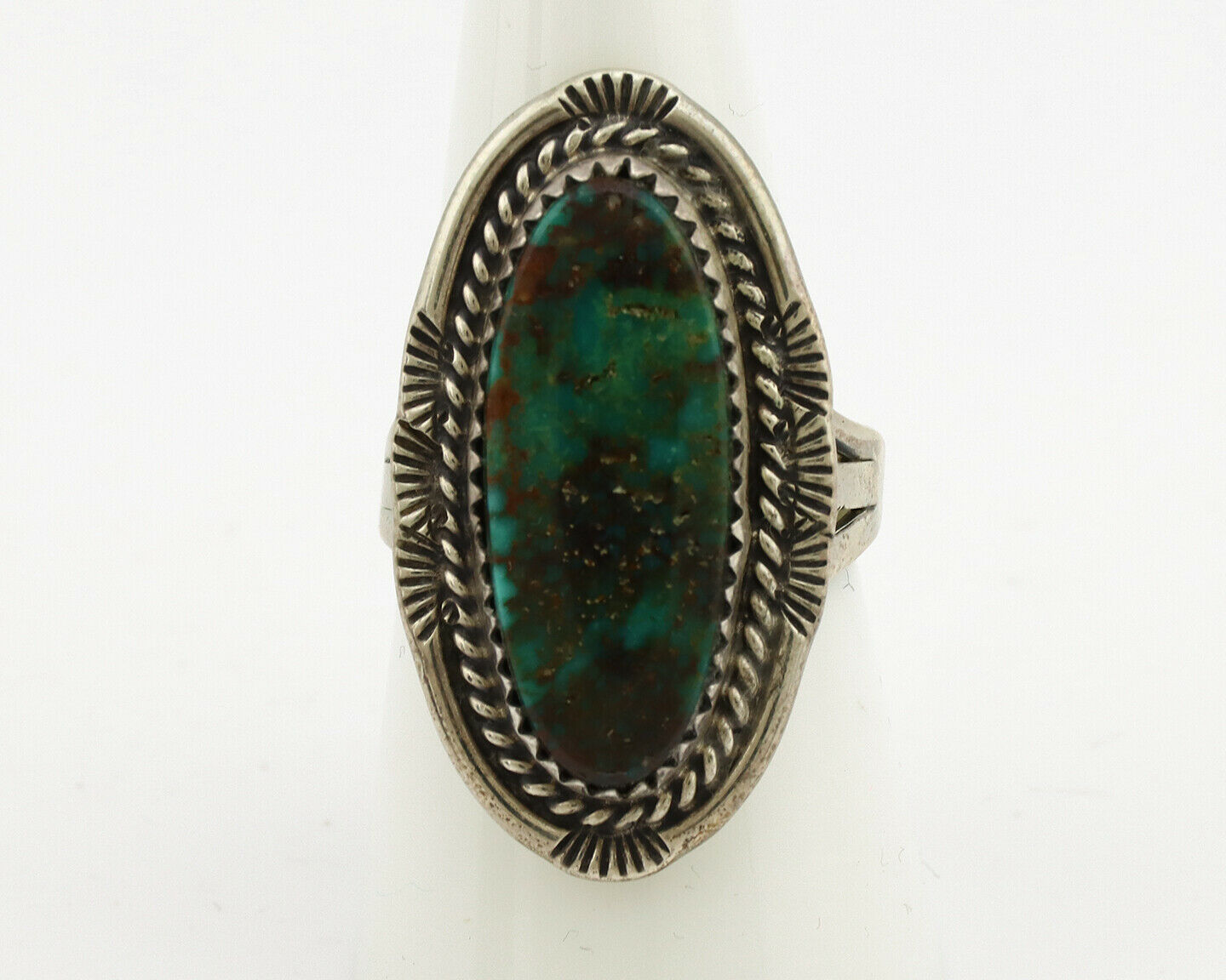 Navajo Ring .925 Silver Kingman Turquoise Native American Artist C.1980's
