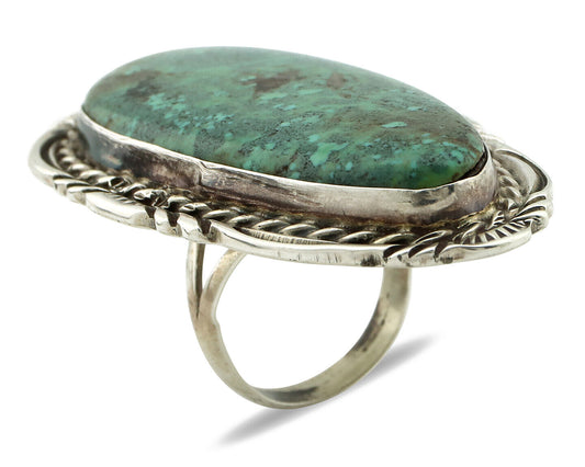 Navajo Ring 925 Silver Black Spiderweb Turquoise Artist Signed Billy Eagle C.80s
