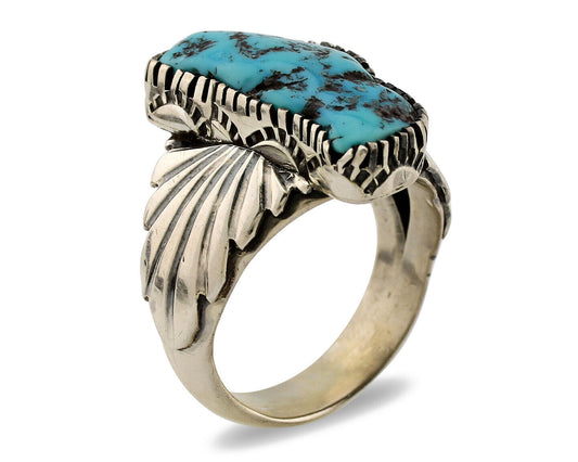 Navajo Ring .925 Silver Sleeping Beauty Turquoise Artist Signed DK C.80's