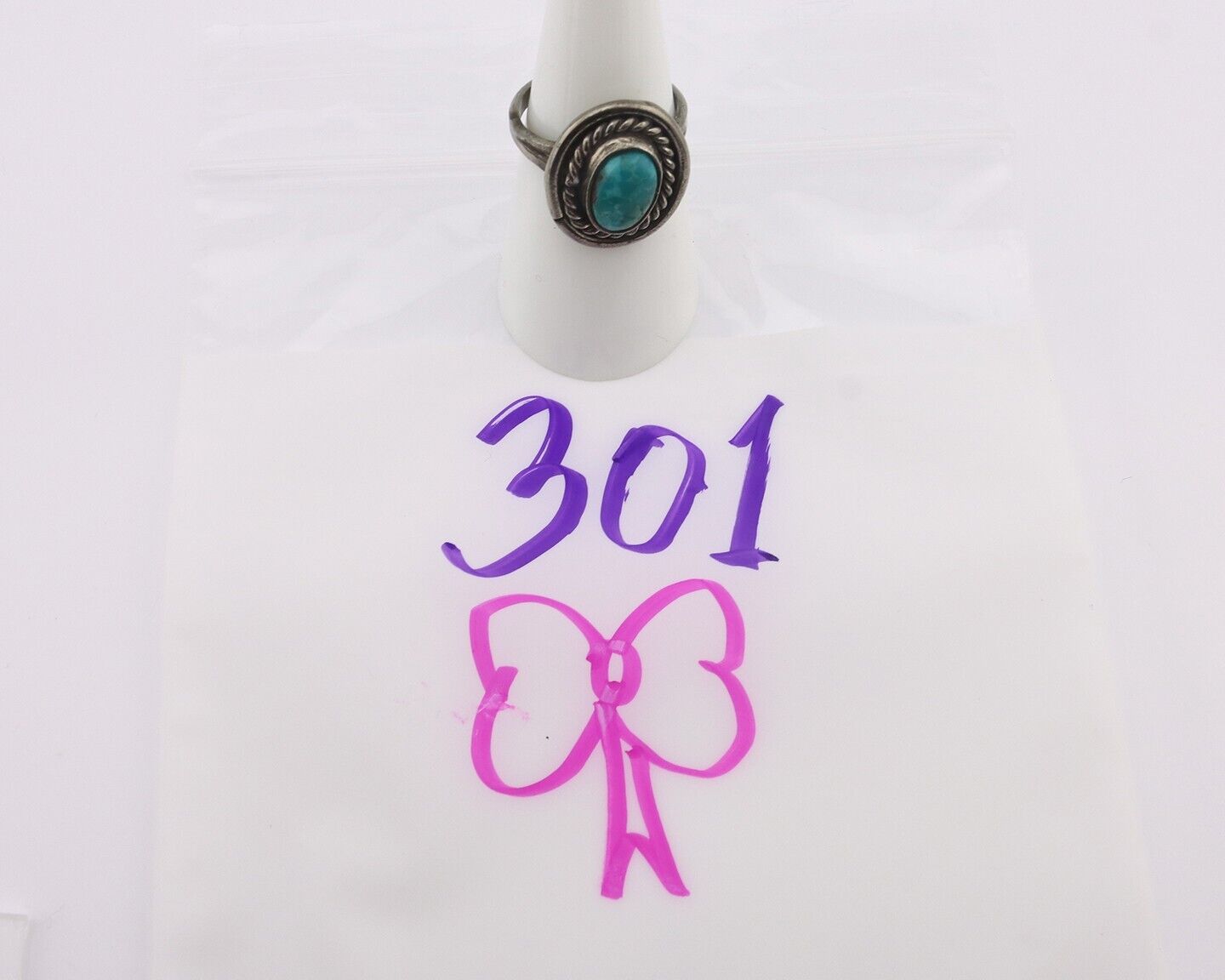 Navajo Handmade Ring 925 Silver Kingman Turquoise Native Artist C.80's