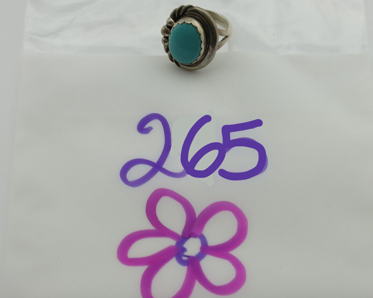 Navajo Ring .925 Silver Natural Blue Turquoise Native American Artist C.1980's