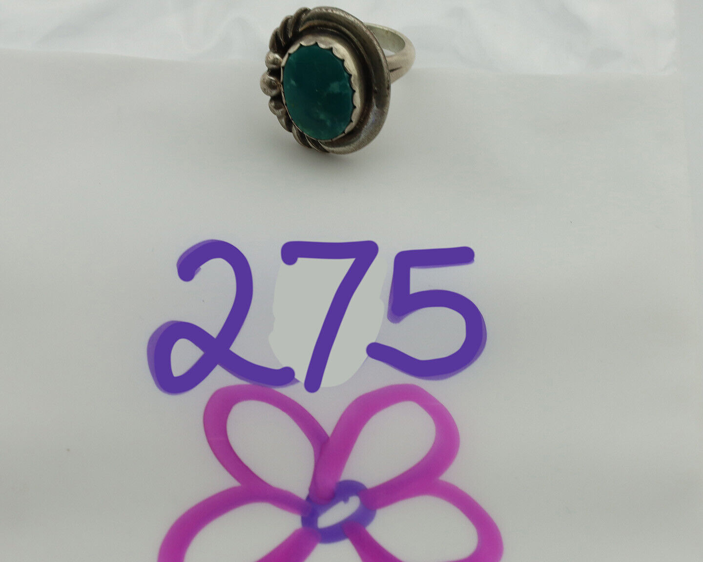 Navajo Ring .925 Silver Natural Aqua Turquoise Native American Artist C.1980's
