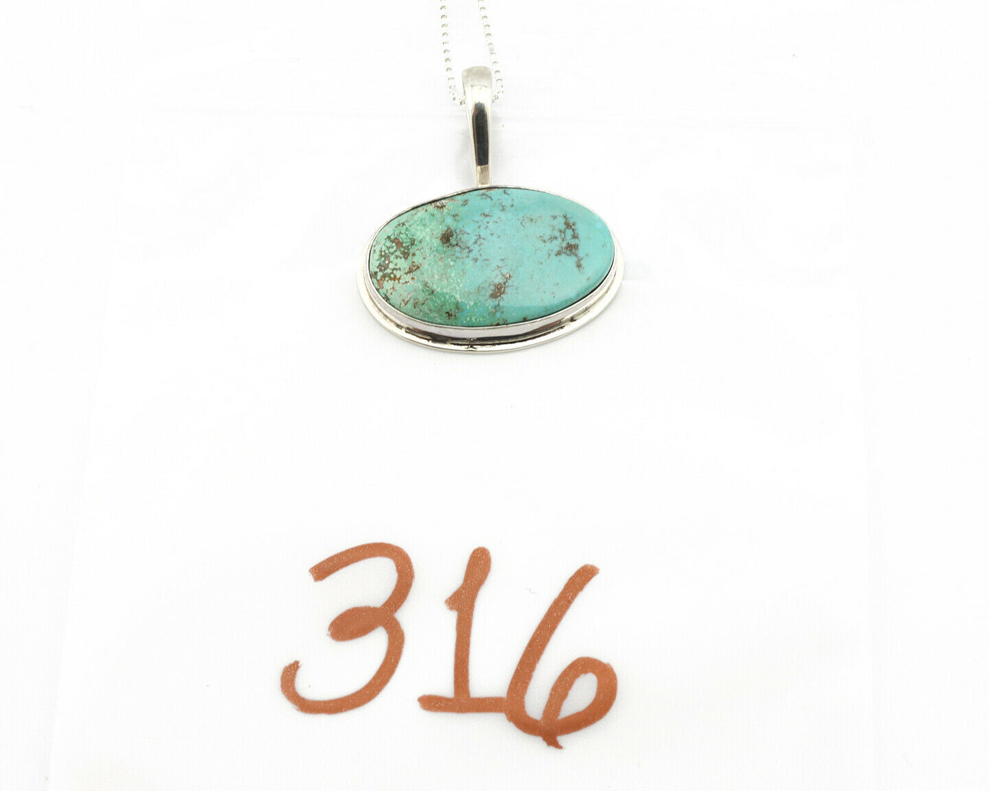 Navajo Pendant .925 Silver Fox Turquoise Artist Signed DZ C.80's