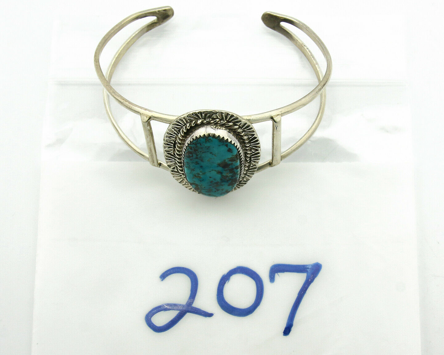 Navajo Bracelet .925 Silver Southwest Turquoise Cuff Artist Native C.80's