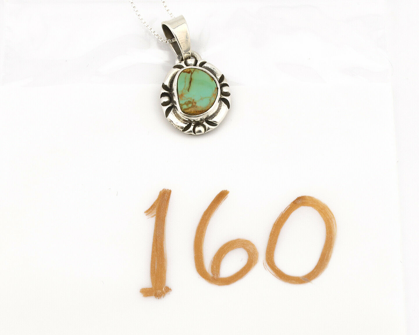 Navajo Necklace .925 Silver Kingman Turquoise Signed Gecko C.1980's
