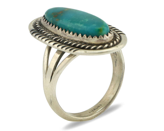 Navajo Ring 925 Silver Southwest Blue Turquoise Artist Signed Begay C.80's