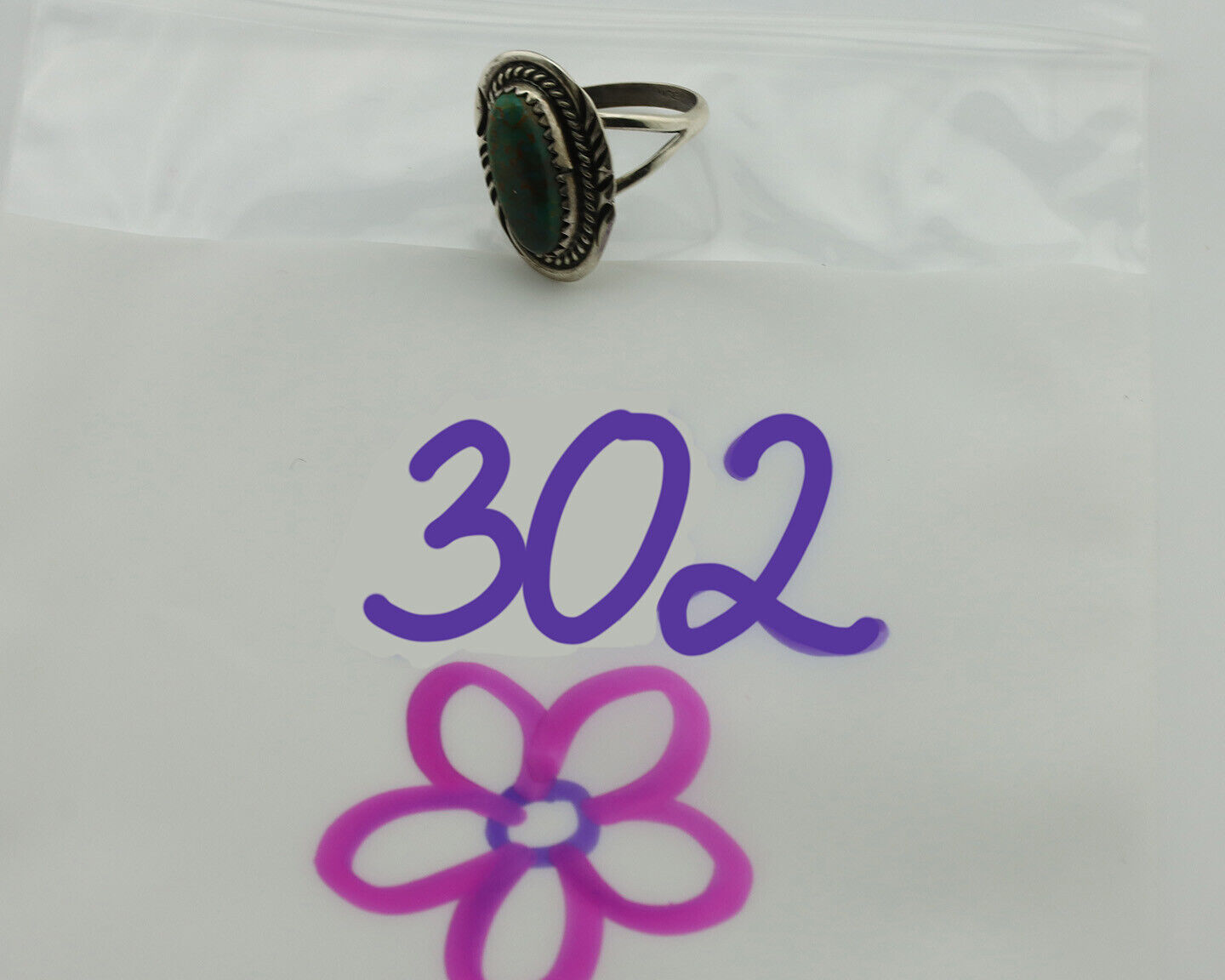 Navajo Ring .925 Silver Turquoise Mountain Native American Artist C.1980's