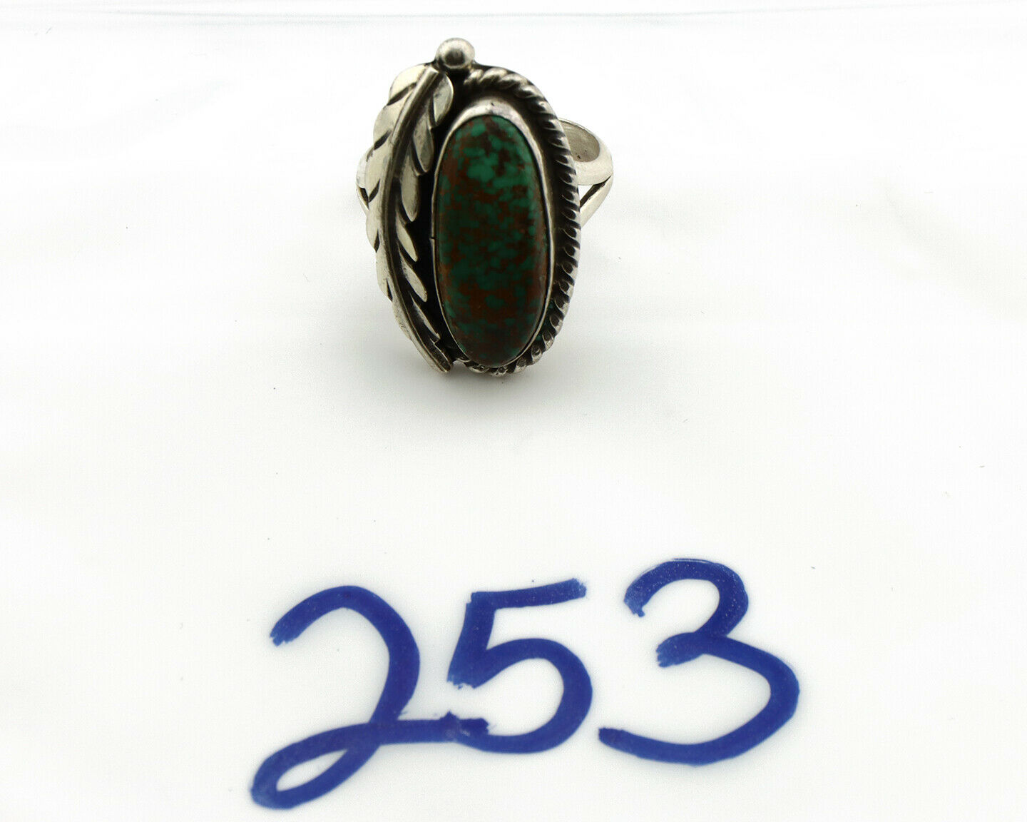Navajo Ring .925 Silver Spiderweb Turquoise Handmade Native American Artist C80s