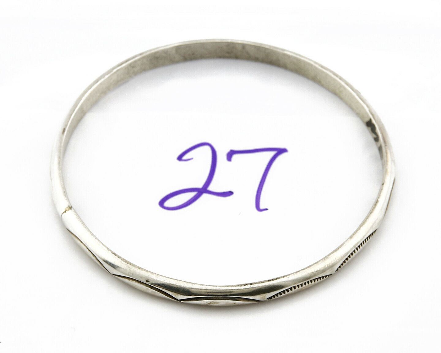 Women's Navajo Bracelet .925 Silver 5.25 mm Wide Hand Stamped