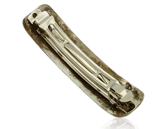 Women's Navajo Hair Clip Barrette .925 Silver Hand Stamped Artist C Montoya C80s