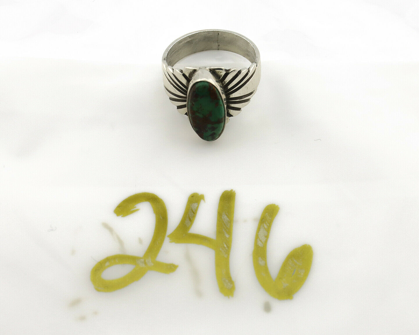 Navajo Ring .925 Silver Blue Green Arizona Turquoise Artist Signed Apache C.80's