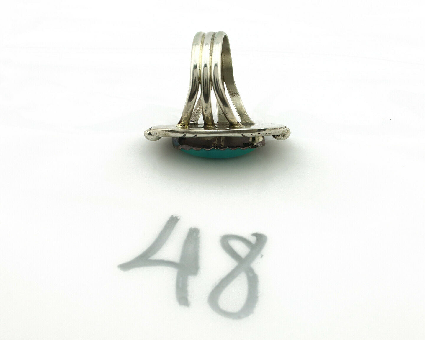 Navajo Ring .925 Silver Blue Turquoise Artist Signed V&N EDSITTY C.80's