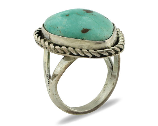 Navajo Ring 925 Silver Natural Mined Turquoise Native Signed N C.80's