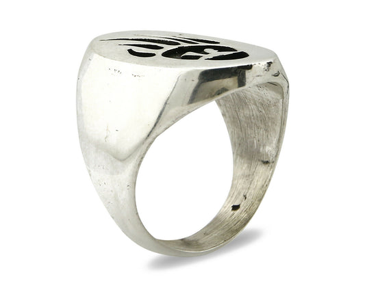 Navajo Ring .925 SOLID Silver Handmade Overlay Artist Native American 1980's