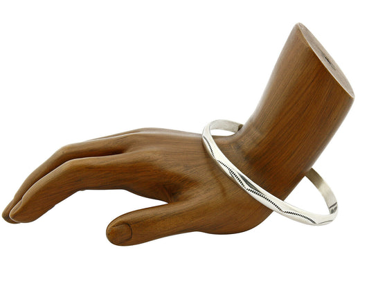 Women's Navajo Bracelet .925 Silver Hand Stamped Circa 80's