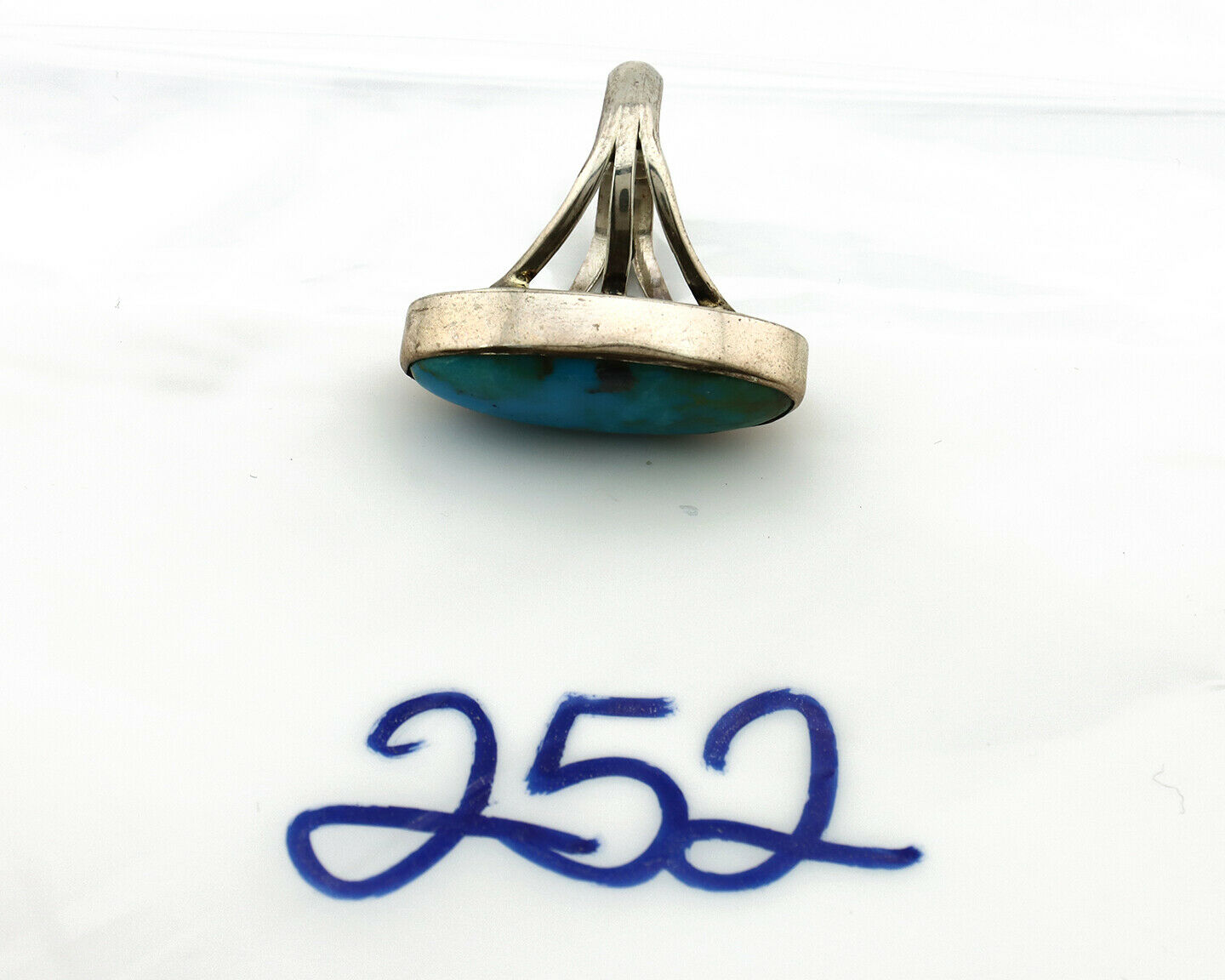 Navajo Ring .925 Silver Nevada Turquoise Native American Artist C.80's