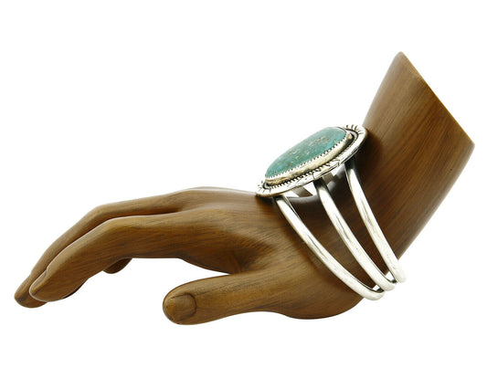 Women's Navajo Bracelet .925 Silver Royston Turquoise Cuff C.80's Handmade
