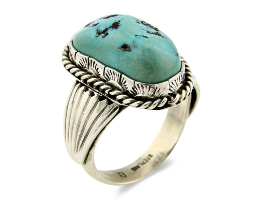 Navajo Turquoise Ring .925 Silver Handmade Signed Artist Begay C.80's