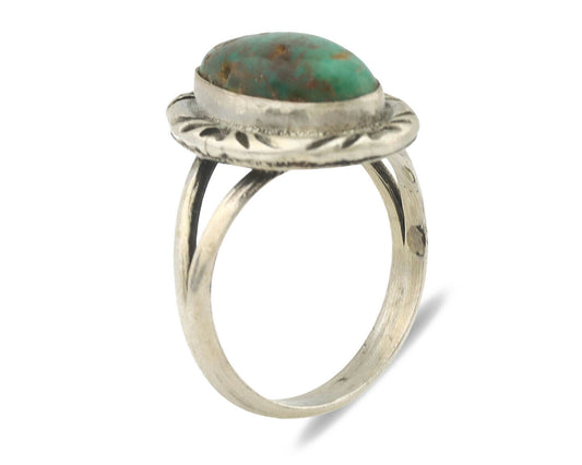 Navajo Ring .925 Silver Natural Mined Turquoise Native Artist Signed C.80's