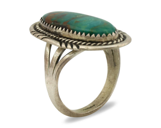 Navajo Ring .925 Silver Kingman Turquoise Artist Native American C.1980's