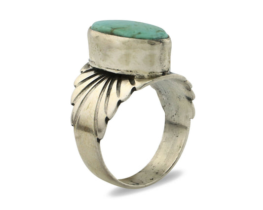 Navajo Ring .925 Silver Kingman Turquoise Artist Signed Apache C.80's