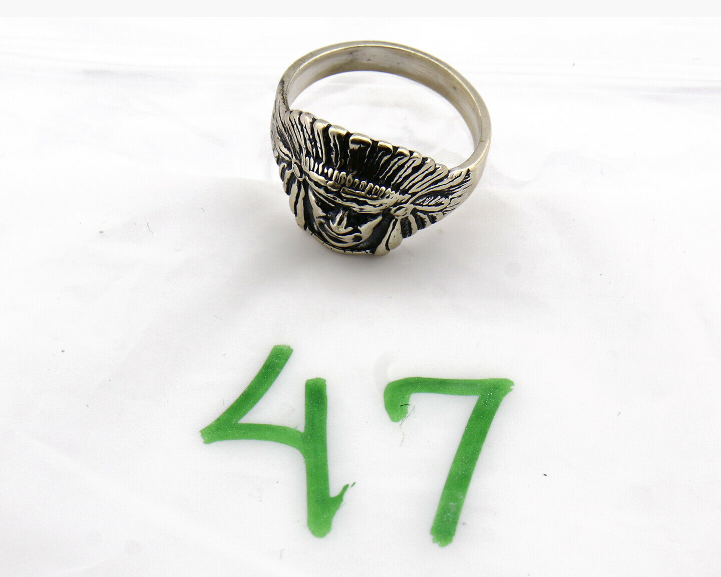 Navajo Warrior Chief Ring .925 Silver Artist Signed Wheeler C.80's Size 11