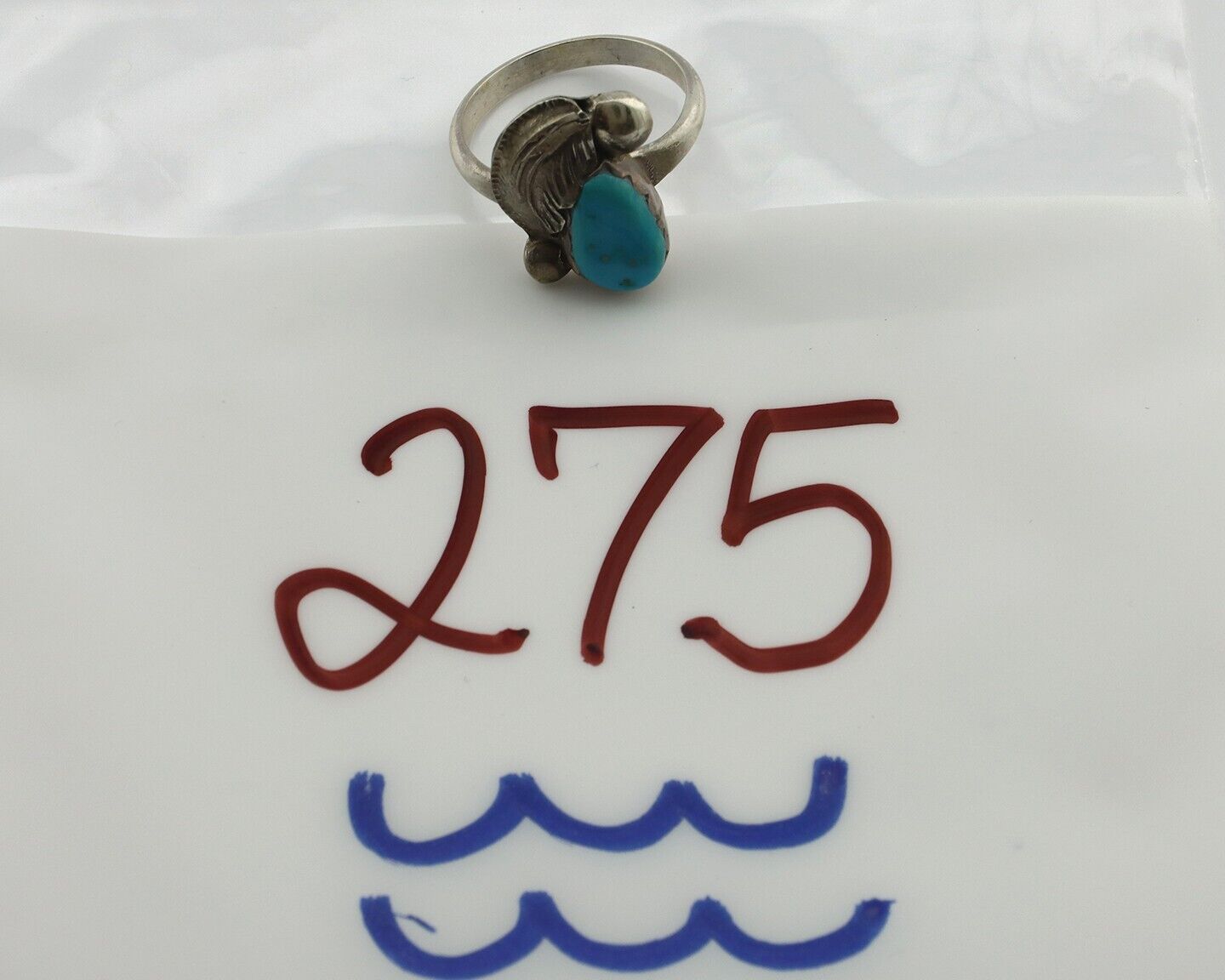 Zuni Ring 925 Silver Natural Mined Blue Turquoise Artist Signed Simplicio C.80's