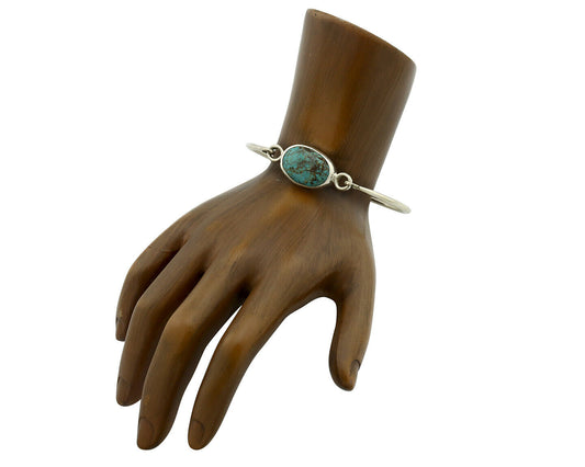 Navajo Bracelet .925 Silver Blue Arizona Turquoise Native American Artist C.90's