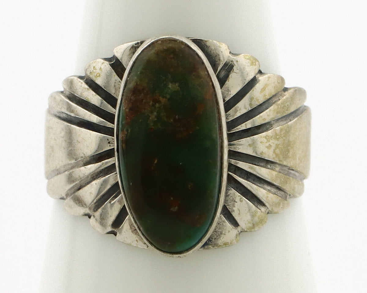 Navajo Ring .925 Silver Royston Turquoise Artist Signed Apache C.80's