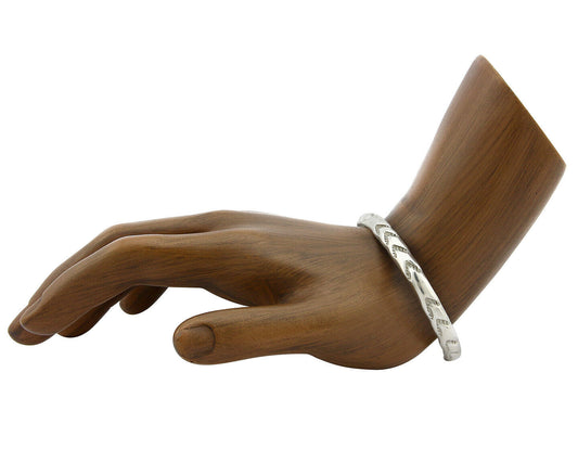 Navajo Bracelet .925 Silver Hand Stamped Arrow Head Artist V Montoya C.80's