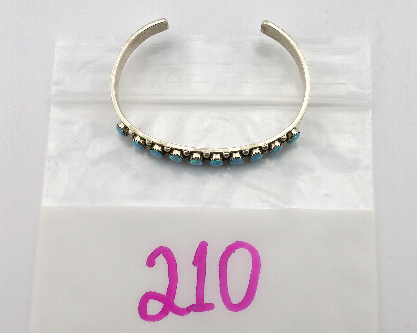 Zuni Bracelet .925 Silver Natural Pink Mussel H. M. Coonsis C.90's