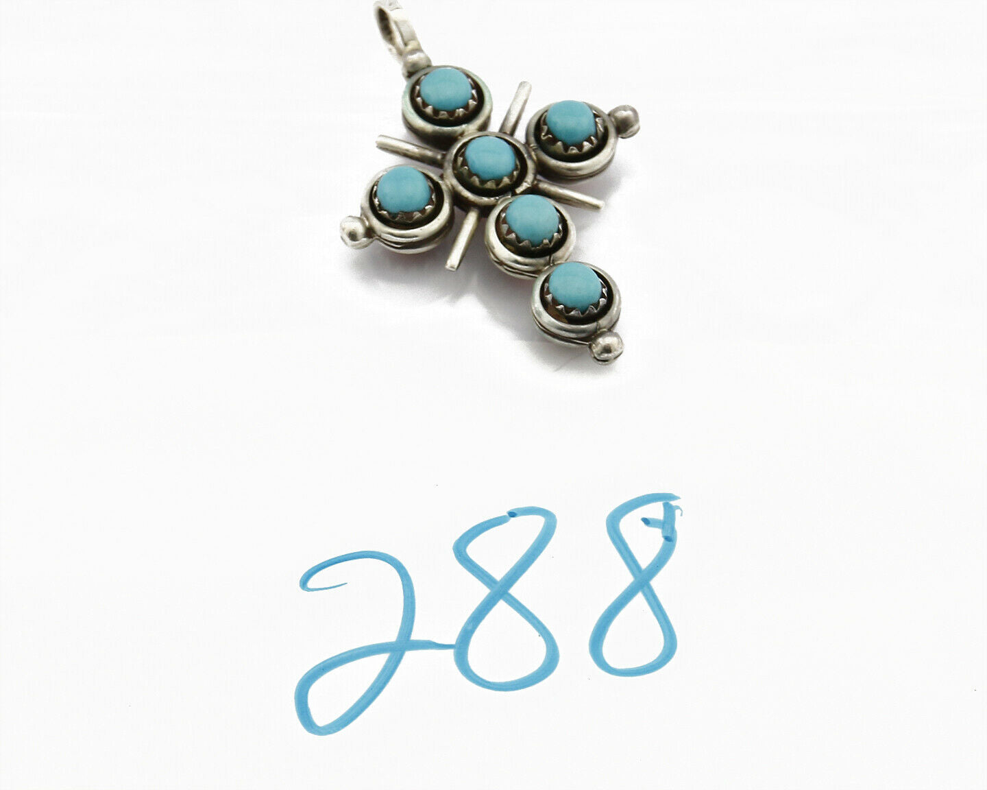 Zuni Natural Turquoise and Coral Reversible 925 Silver Handmade Pendant