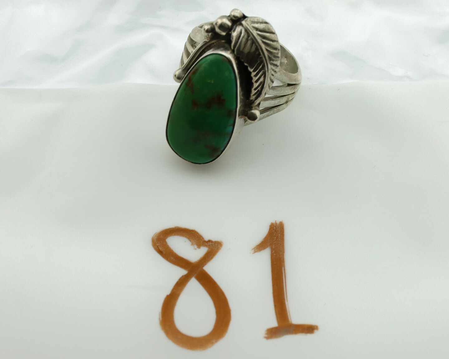 Navajo Ring .925 Silver Kingman Turquoise Native American Artist C.1980's